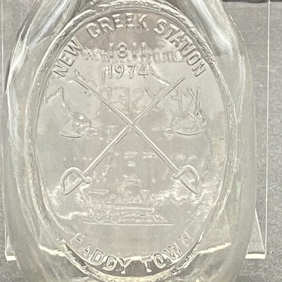 VTG New Creek Station Paddy Town M Glass Bottle Centennial Clear Keyser W VA 74 - Picture 5 of 10